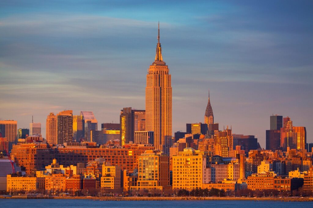 empire state building, nature, hudson, sunset, new york, ny, manhattan, united states